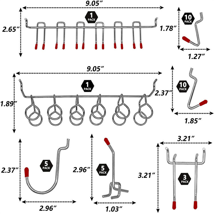 114 قطعة من خطافات Pegboard مج - مراجعة Workshop Tools Organizing وسعره