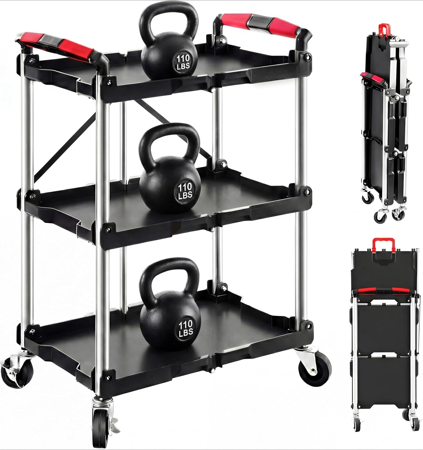 عربة خدمة قابلة للطي بثلاثة أر - مراجعة Tools Trolley For Workshop وسعره